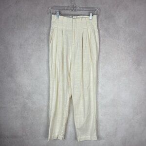 L*Space Cotton Ivory Tapered Pleated High Rise Ankle Pants Women's Size Small